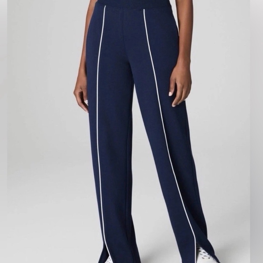 SPANX air essentials Navy Track Pants with White Piping